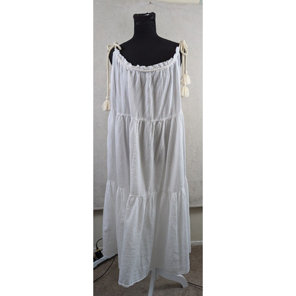 J.Crew sz S-M Tiered Rope Tie Sundress white semi sheer sleeveless tank 0648